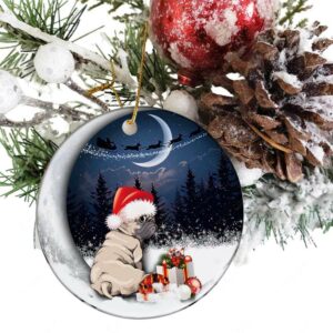 Pug Sitting On Moon Ceramic Ornament, Puggy Unique Gift 2022 - Ettee - Ceramic ornament