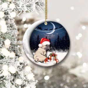 Pug Sitting On Moon Ceramic Ornament, Puggy Unique Gift 2022 - Ettee - Ceramic ornament