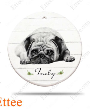 Lying Pug Ceramic Ornament, Unique Custom Name Gift For Dog Lovers - Ettee - Ceramic ornament