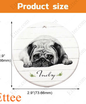 Lying Pug Ceramic Ornament, Unique Custom Name Gift For Dog Lovers - Ettee - Ceramic ornament