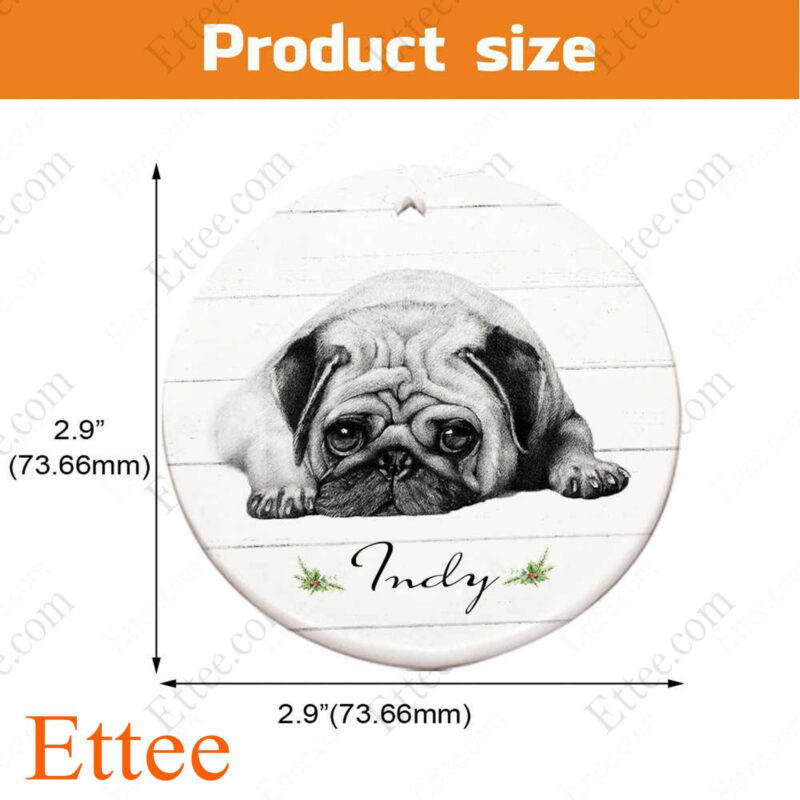 Lying Pug Ceramic Ornament, Unique Custom Name Gift For Dog Lovers - Ettee - Ceramic ornament