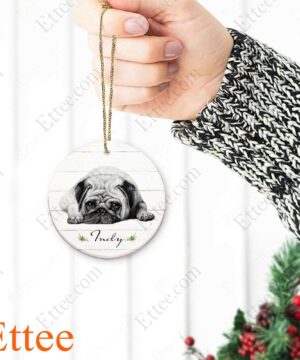 Lying Pug Ceramic Ornament, Unique Custom Name Gift For Dog Lovers - Ettee - Ceramic ornament