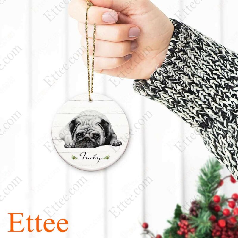 Lying Pug Ceramic Ornament, Unique Custom Name Gift For Dog Lovers - Ettee - Ceramic ornament