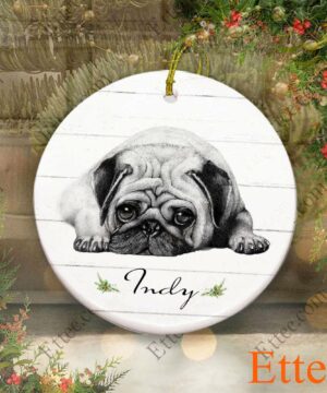 Lying Pug Ceramic Ornament, Unique Custom Name Gift For Dog Lovers - Ettee - Ceramic ornament