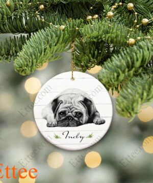 Lying Pug Ceramic Ornament, Unique Custom Name Gift For Dog Lovers - Ettee - Ceramic ornament