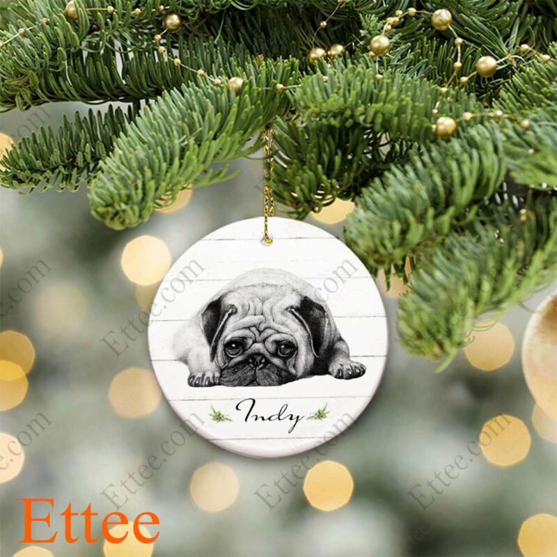 Lying Pug Ceramic Ornament, Unique Custom Name Gift For Dog Lovers - Ettee - Ceramic ornament