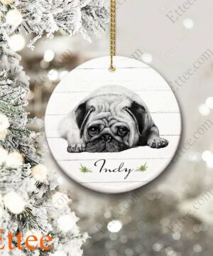 Lying Pug Ceramic Ornament, Unique Custom Name Gift For Dog Lovers - Ettee - Ceramic ornament