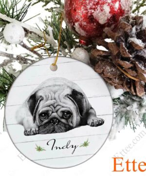 Lying Pug Ceramic Ornament, Unique Custom Name Gift For Dog Lovers - Ettee - Ceramic ornament