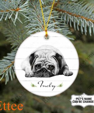 Lying Pug Ceramic Ornament, Unique Custom Name Gift For Dog Lovers - Ettee - Ceramic ornament