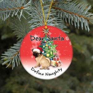 Pug Pooping Pooches Ceramic Ornament, Define Naughty 2022 Gag Gift - Ettee - Ceramic ornament