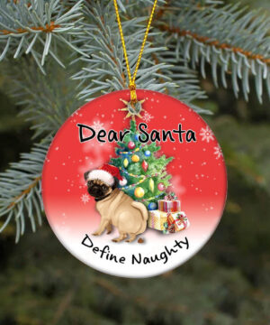 Pug Pooping Pooches Ceramic Ornament, Define Naughty 2022 Gag Gift - Ettee - Ceramic ornament