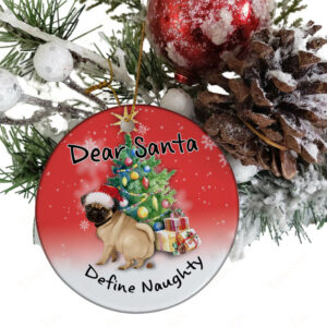 Pug Pooping Pooches Ceramic Ornament, Define Naughty 2022 Gag Gift - Ettee - Ceramic ornament