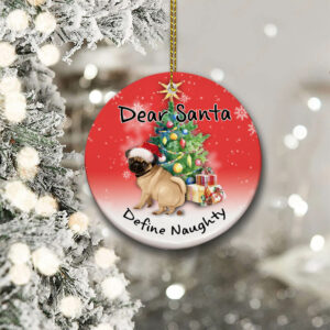 Pug Pooping Pooches Ceramic Ornament, Define Naughty 2022 Gag Gift - Ettee - Ceramic ornament