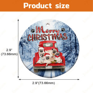 Pugs Pickup Truck Ceramic Ornament, Special Christmas Gift 2022 - Ettee - Ceramic ornament