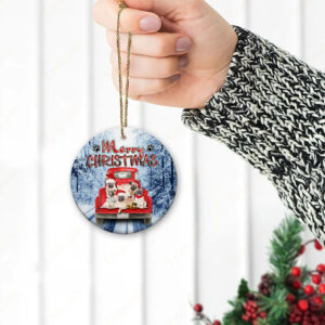 Pugs Pickup Truck Ceramic Ornament, Special Christmas Gift 2022 - Ettee - Ceramic ornament