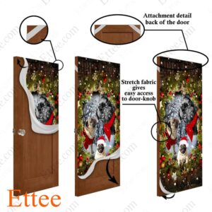 Pugs Peeking Dogs Door Cover, 2022 Christmas Home Decoration For Pug Lovers - Ettee - 2022