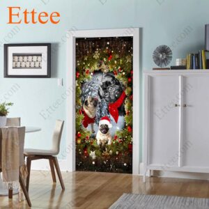 Pugs Peeking Dogs Door Cover, 2022 Christmas Home Decoration For Pug Lovers - Ettee - 2022
