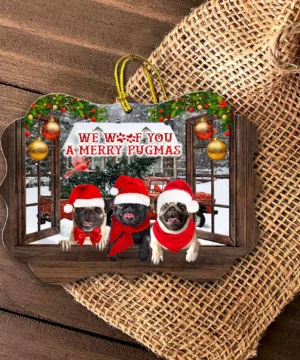 Pugs Benelux Ornament, We Woof You A Merry Pugmas - Ettee - benelux ornament