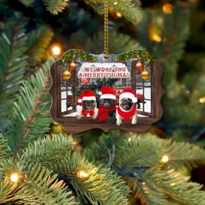 Pugs Benelux Ornament, We Woof You A Merry Pugmas - Ettee - benelux ornament