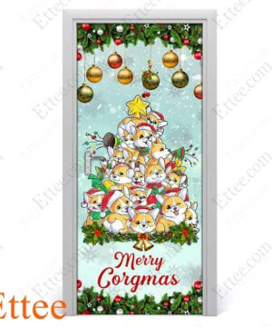 Corgi Christmas Tree Door Cover, Merry Corgmas Christmas 2022 Home Decoration - Ettee - christmas 2022