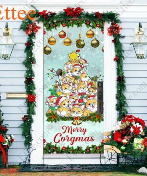 Corgi Christmas Tree Door Cover, Merry Corgmas Christmas 2022 Home Decoration - Ettee - christmas 2022