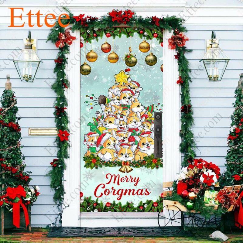 Corgi Christmas Tree Door Cover, Merry Corgmas Christmas 2022 Home Decoration - Ettee - christmas 2022