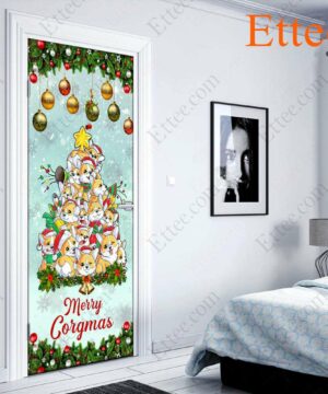 Corgi Christmas Tree Door Cover, Merry Corgmas Christmas 2022 Home Decoration - Ettee - christmas 2022