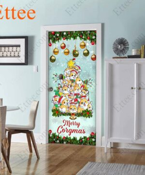 Corgi Christmas Tree Door Cover, Merry Corgmas Christmas 2022 Home Decoration - Ettee - christmas 2022