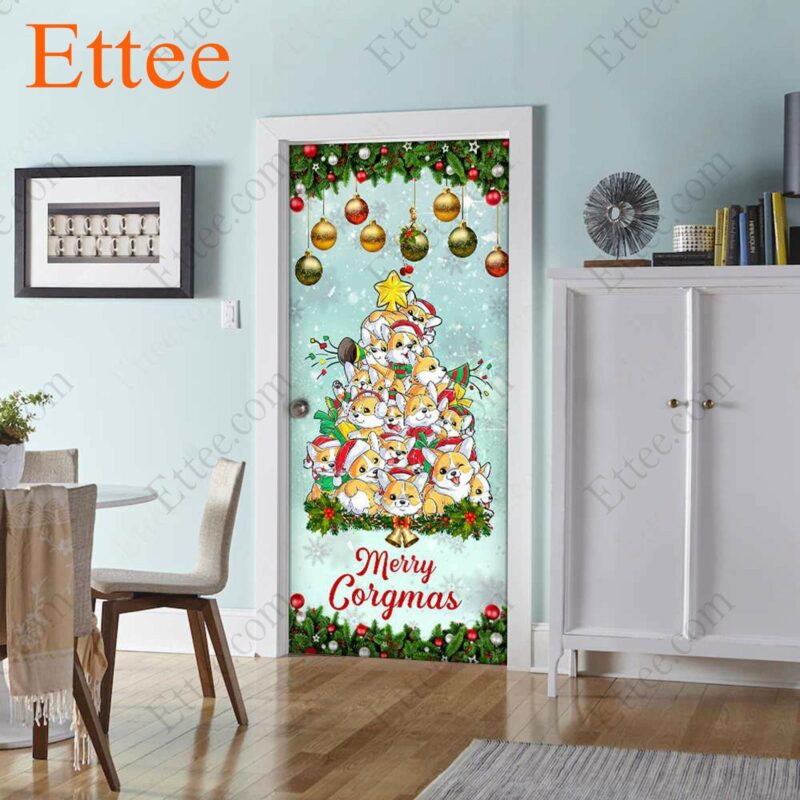 Corgi Christmas Tree Door Cover, Merry Corgmas Christmas 2022 Home Decoration - Ettee - christmas 2022