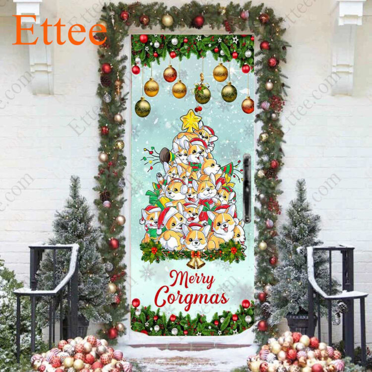 Corgi Christmas Tree Door Cover, Merry Corgmas Christmas 2022 Home Decoration - Ettee - christmas 2022
