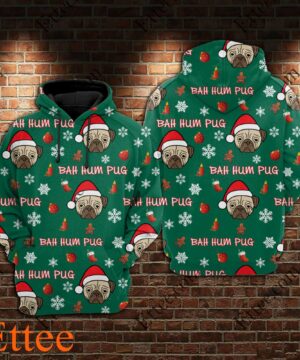 Bah Hum Pug 3D Unisex Hoodie, Perfect Pug Gift 2022 - Ettee - 2022