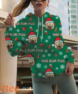 Bah Hum Pug 3D Unisex Hoodie, Perfect Pug Gift 2022 - Ettee - 2022