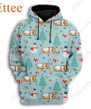 Funny Corgi Sleeping 3D Zip Hoodie, 2022 Christmas Gift For Corgi Lovers - Ettee - 2022 Christmas Gift