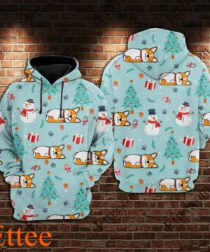 Funny Corgi Sleeping 3D Zip Hoodie, 2022 Christmas Gift For Corgi Lovers - Ettee - 2022 Christmas Gift