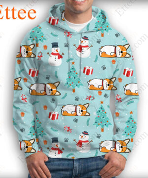 Funny Corgi Sleeping 3D Zip Hoodie, 2022 Christmas Gift For Corgi Lovers - Ettee - 2022 Christmas Gift