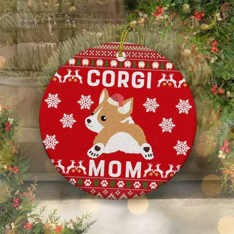 Corgi Mom Ceramic Ornament, Cute 2022 Gift For Corgi Lovers - Ettee - 2022 Gift