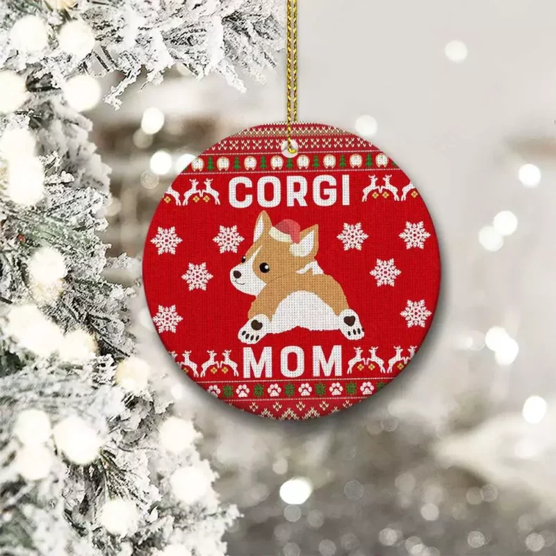 Corgi Mom Ceramic Ornament, Cute 2022 Gift For Corgi Lovers - Ettee - 2022 Gift