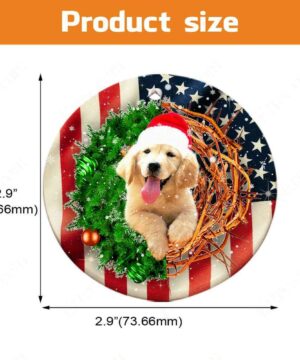 Golden Retriever American Wreath Ceramic Ornament, Perfect Gift 2022 - Ettee - 2022