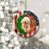 Golden Retriever American Wreath Ceramic Ornament, Perfect Gift 2022 - Ettee - 2022