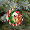 Golden Retriever American Wreath Ceramic Ornament, Perfect Gift 2022 - Ettee - 2022