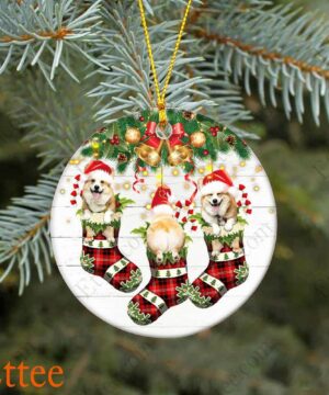 Cute Corgis In Socks Ceramic Ornament, Christmas 2022 Gift For Dog Lovers - Ettee - Ceramic ornament