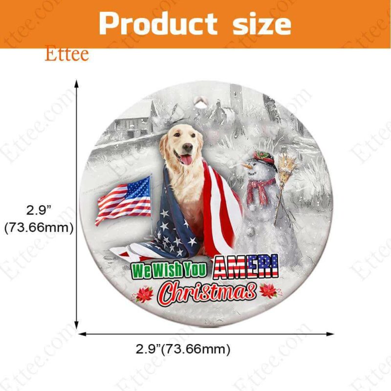 Golden Retriever Ceramic Ornament, We Wish You Ameri Christmas - Ettee - Ameri Christmas