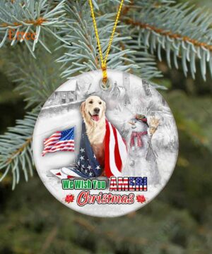 Golden Retriever Ceramic Ornament, We Wish You Ameri Christmas - Ettee - Ameri Christmas