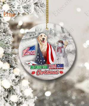 Golden Retriever Ceramic Ornament, We Wish You Ameri Christmas - Ettee - Ameri Christmas