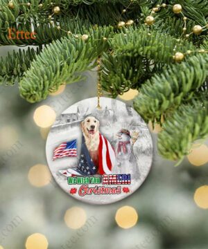 Golden Retriever Ceramic Ornament, We Wish You Ameri Christmas - Ettee - Ameri Christmas