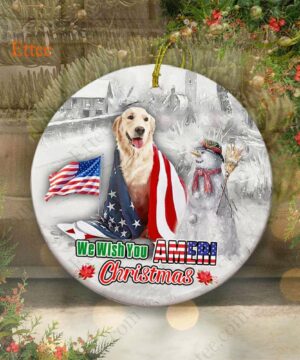 Golden Retriever Ceramic Ornament, We Wish You Ameri Christmas - Ettee - Ameri Christmas