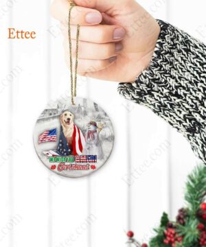 Golden Retriever Ceramic Ornament, We Wish You Ameri Christmas - Ettee - Ameri Christmas