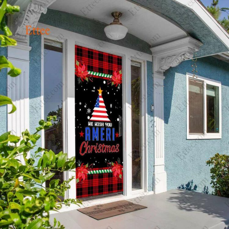 US Christmas Door Cover, We Wish You Ameri Christmas - Ettee - American Christmas