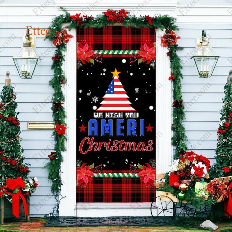 US Christmas Door Cover, We Wish You Ameri Christmas - Ettee - American Christmas