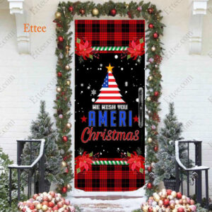 US Christmas Door Cover, We Wish You Ameri Christmas - Ettee - American Christmas